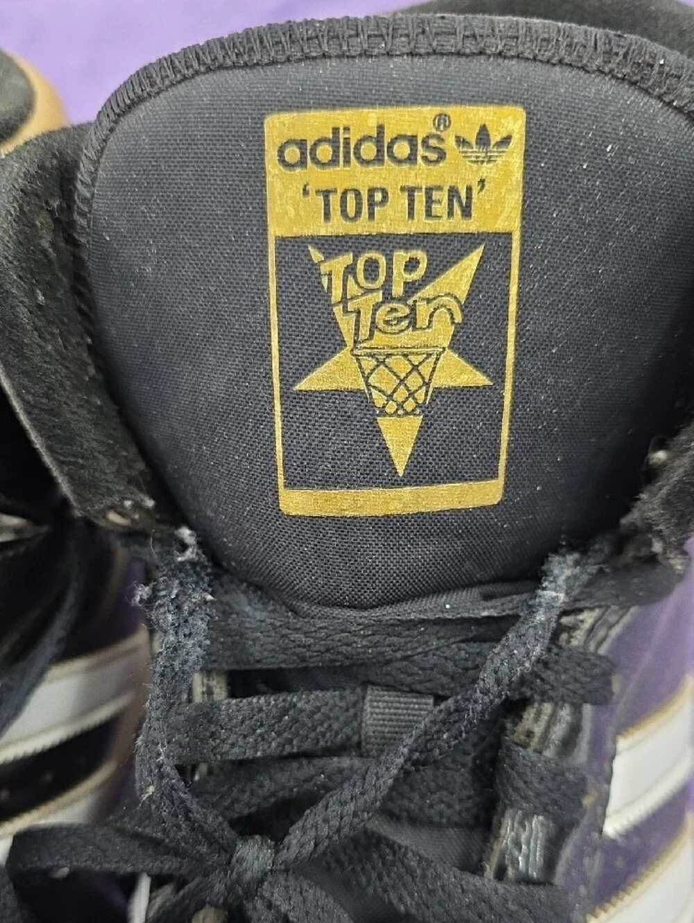 Adidas Top Ten Men's High-Top Sneakers in Black, Gold and White
